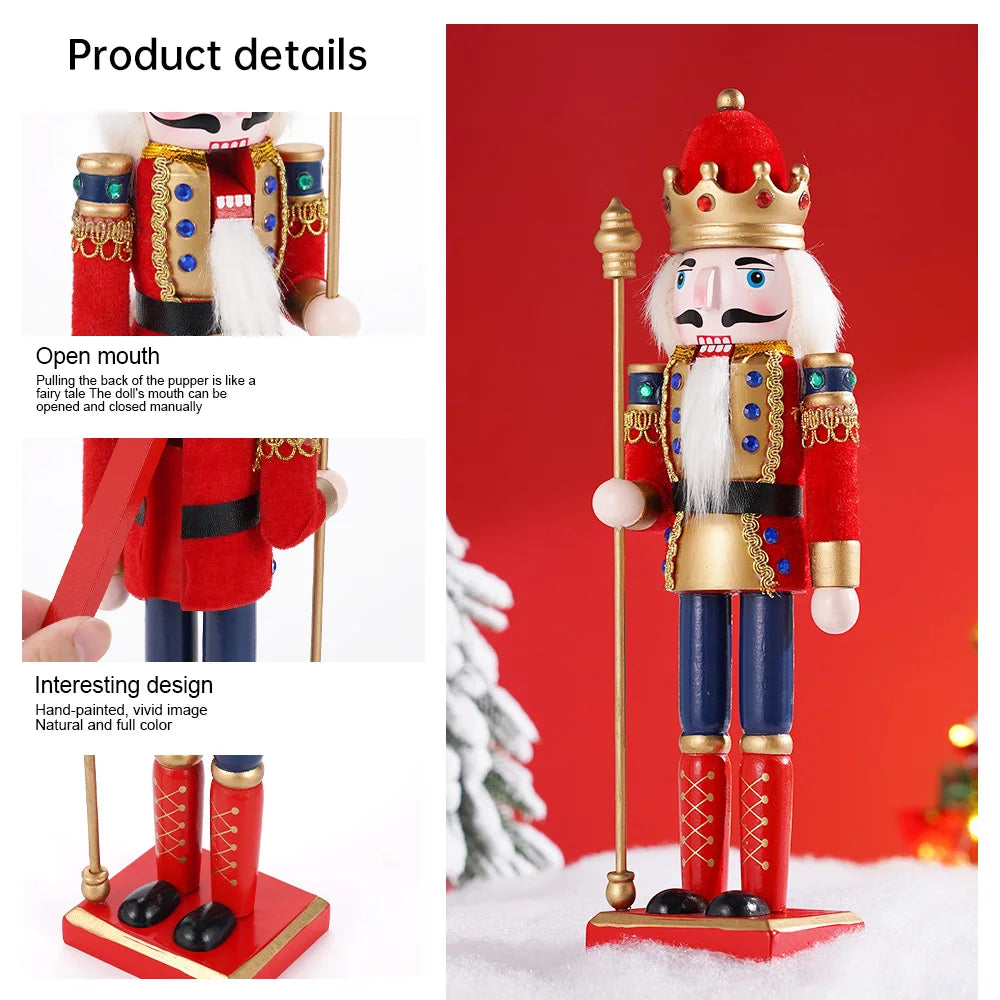 2PC Christmas Nutcracker Soldier Puppets Creative Gifts Wooden Crafts Home Desktop Christmas Decorations