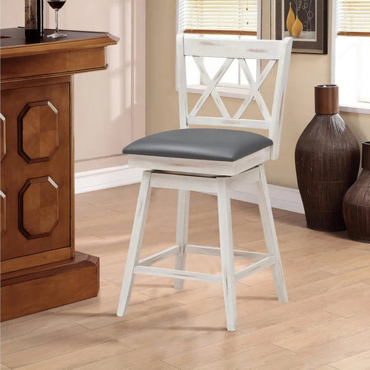 Set of 4, 360 ° Swivel Counter Height 25inch Bar Stool with Foot Rest Upholstered Cushion & Ergonomic Backrest, Sturdy Frame