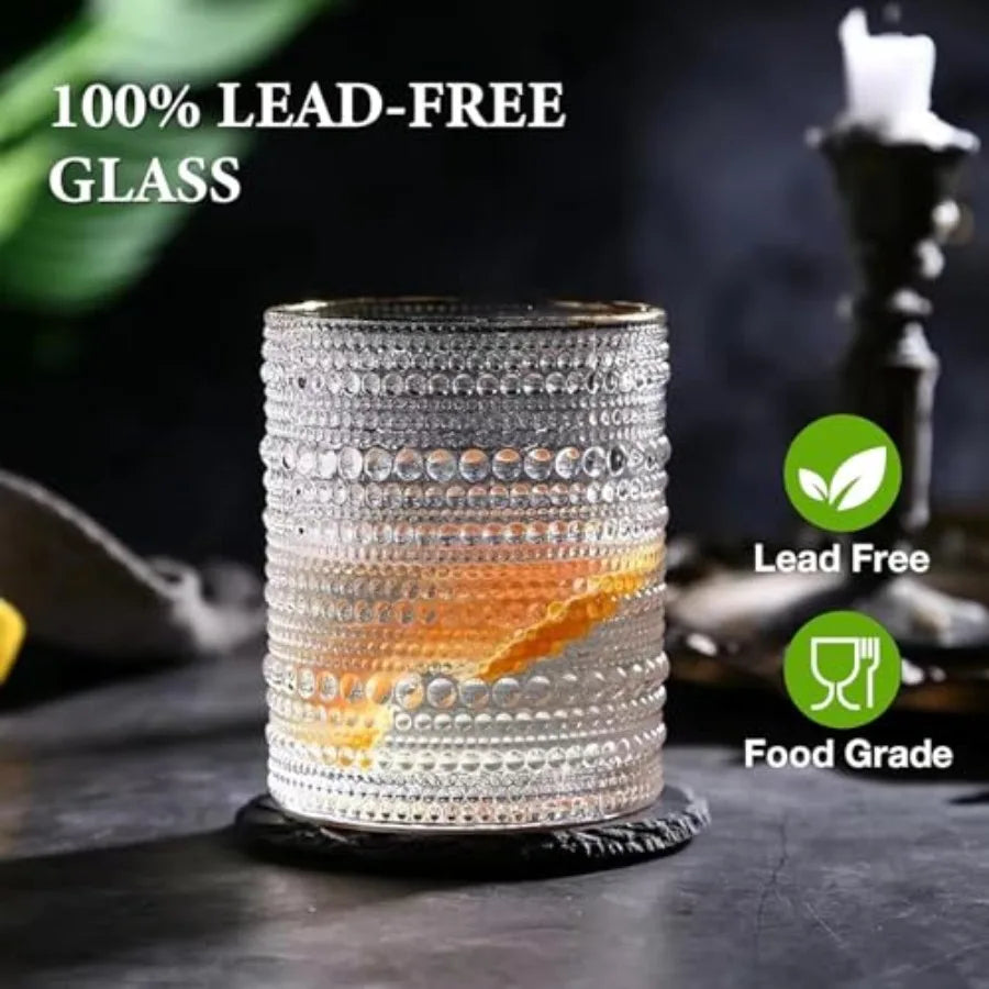 Vintage Hobnail Drinking Glasses Set of 8: 12 oz Highball Glasses and 10 oz Cocktail Glasses for Kitchen Bar Beer Juice Cocktai