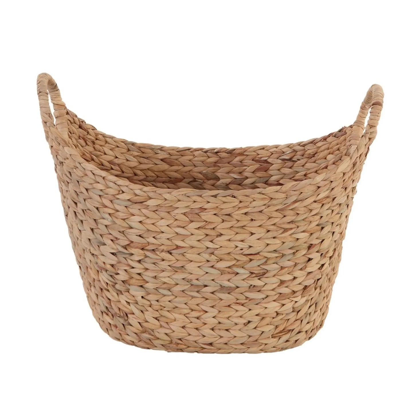 Extra Large Natural Water Hyacinth Boat Storage Basket Set of 2, Decorative Organizer for Blankets Toys and Home Decor