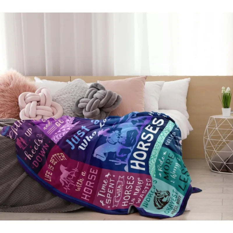 Horse gift blanket, cowboy girl equestrian gift item equipment, suitable for equestrian enthusiasts' birthday/Christmas blanket
