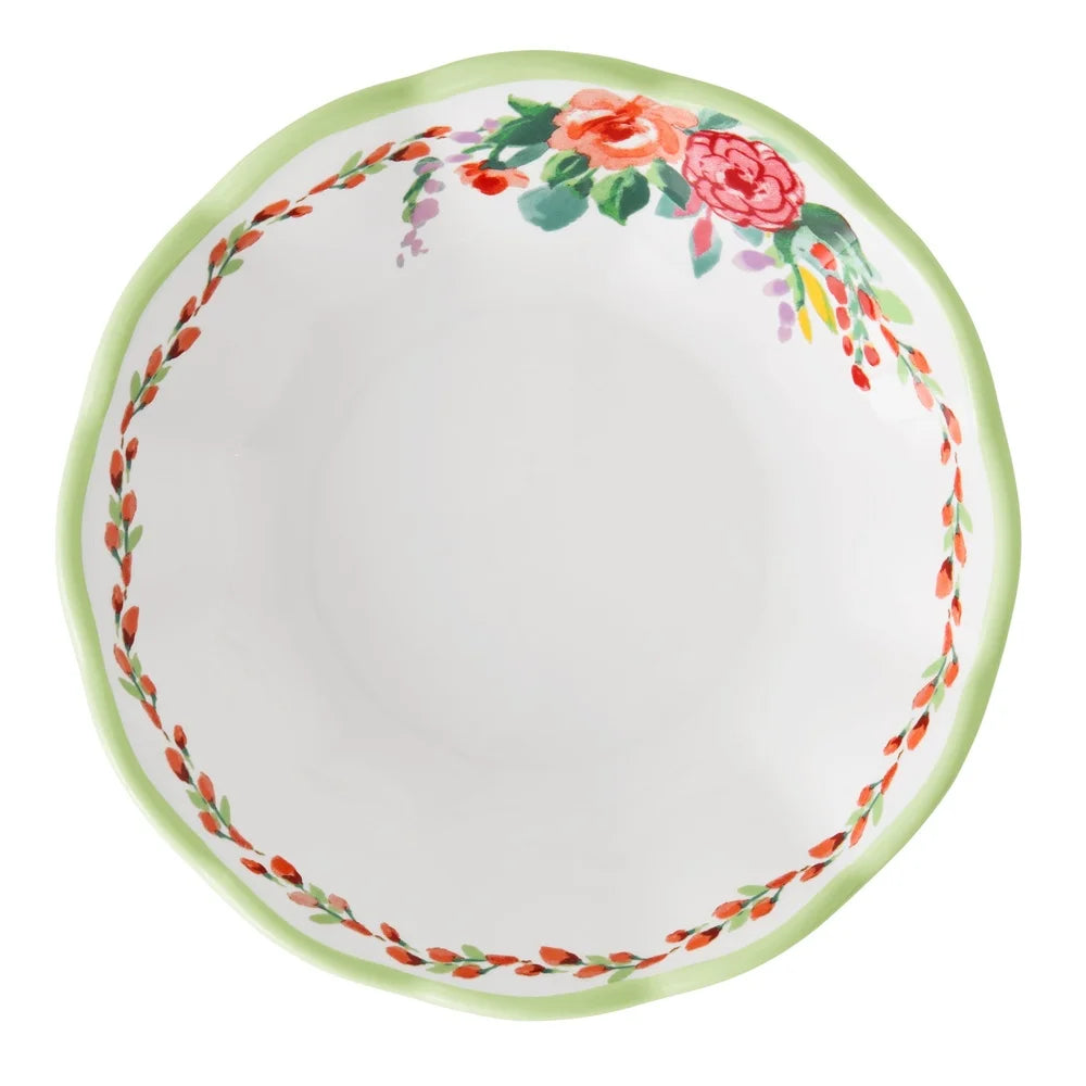 Painted Meadow 12-Piece Ceramic Dinnerware Set Vibrant Floral Dinner Plates Salad Bowls Vintage Inspired Dishwasher Safe Durable
