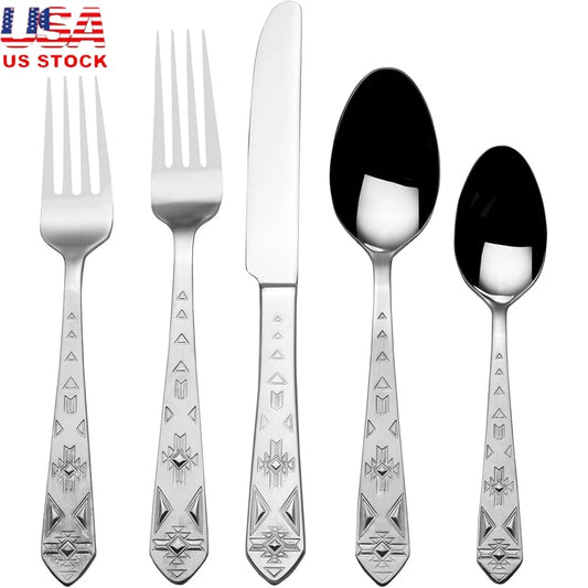 20-Piece Stainless Steel Flatware Set Service 4 Dishwasher Safe Corrosion Resistant Dining Table Utensils with Satin Finish