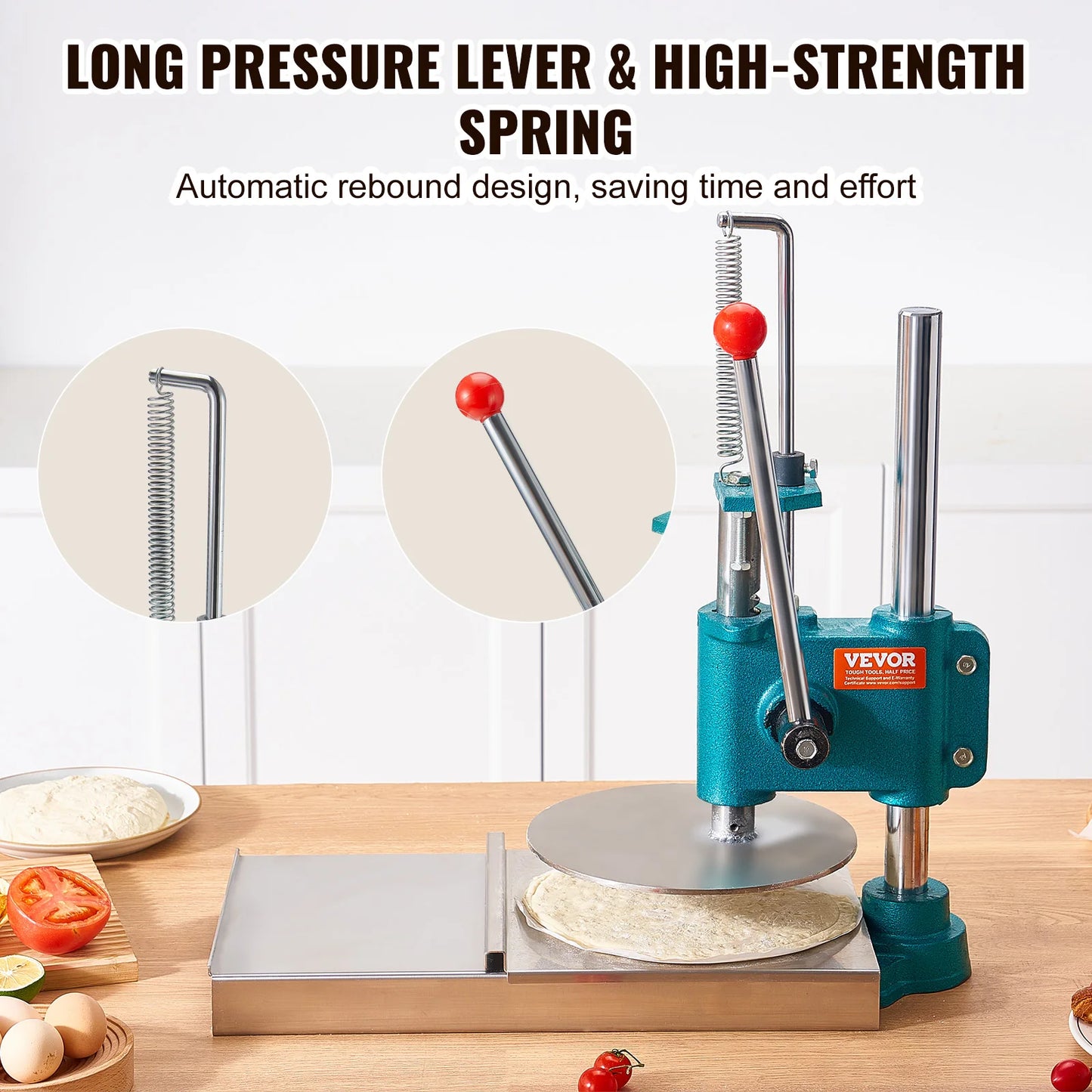 SucceBuy Manual Pizza Dough Press Machine 9.5inch/24cm Household Pizza Pastry Stainless Steel Pizza Presser Chapati Sheet Pizza
