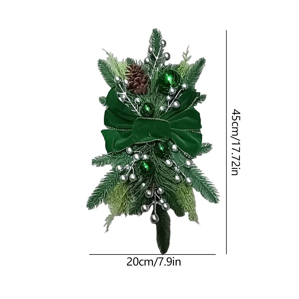 Christmas Wreath Hanging Garlands Without/With Atmosphere Lamp Pendants Wreath Home Door Window Decoration Christmas Supplies