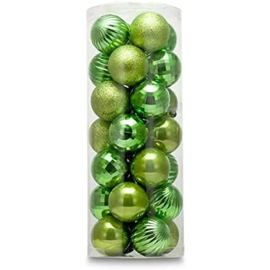 Small Size 28ct shatterproof Christmas Ball Orments in 4 Classic finishes for Christmas Tree Decoration Lime Green 1.57 Mini Si