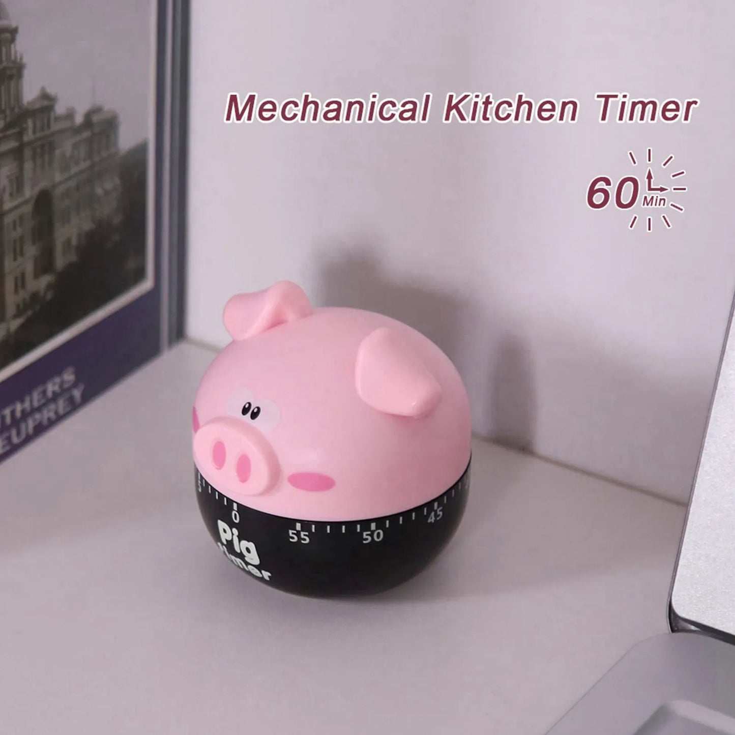 Cute Cartoon Pig Kitchen Timer Mechanical Timers Counters for Cooking Timing ToolTimer§Cooking,Timer§Pig,Kitchen,Timer§Mechanica