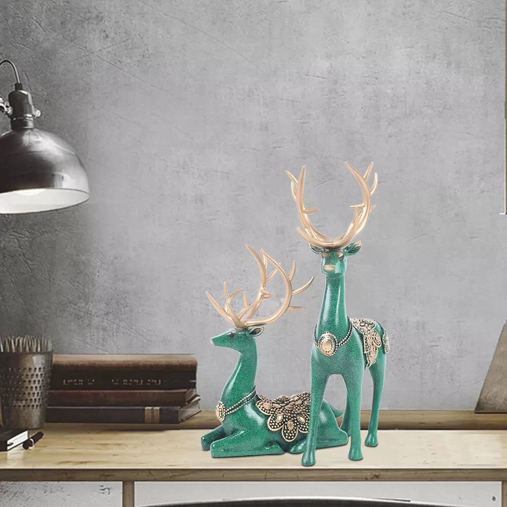 Green Deer Antler Set: Reindeer-Inspired Decor for Festive Home Decor