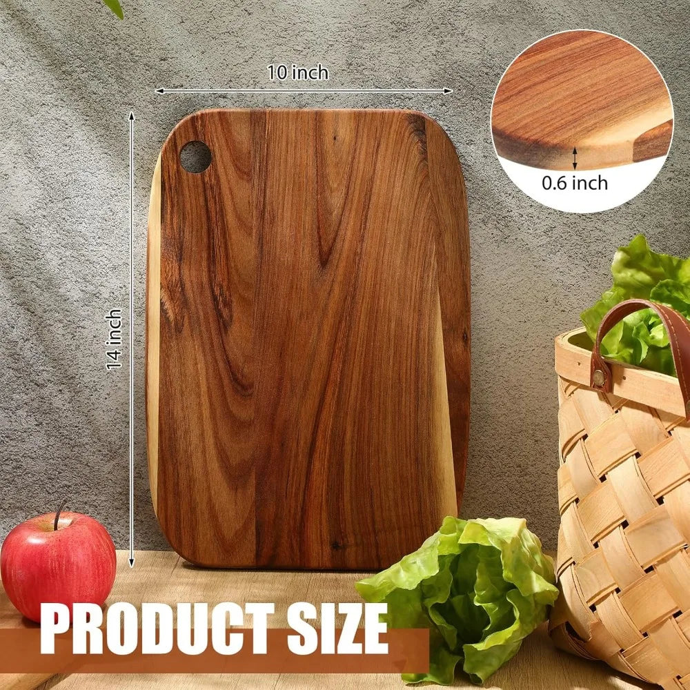 Roshtia 6 Pieces Acacia Wood Cutting Board 14 x 10 Kitchen Wooden Chopping Board Reversible Charcuterie Serving Tray Butcher Blo
