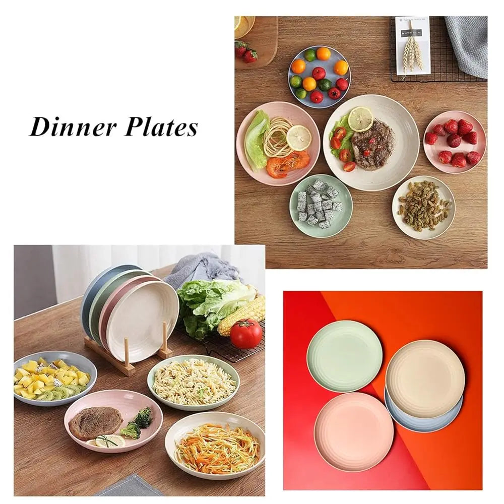 Wheat Straw Plates Lightweight Unbreakable Dinner Dishes Plates Set Dishwasher & Microwave Safe (Extra Large 8 Pa 10')