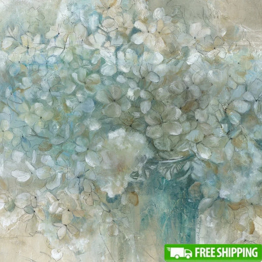 Muted Hydrangeas Floral Canvas Print 15.5 Inch Wall Art Home Decor Easy Mount Living Room Bedroom Bathroom