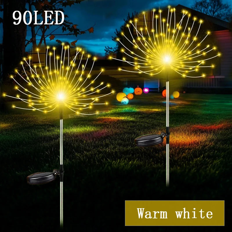 Solar Garden Lights, Firework Light Outdoor 360 LED Solar Waterproof Decorative Starburst Lights Landscape Lamp 18 Hours