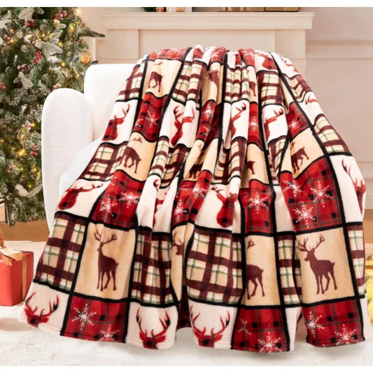 Christmas Blanket, Buffalo Plaid Christmas Throw Blanket for Sofa or Bed, Flannel Lap Blanket for Kids, Adults, Wife, Yourself
