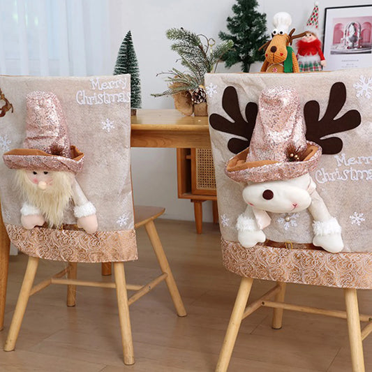 Christmas Chair Back Covers Gnome Chair Covers Xmas Dining Chair Covers For Home Kitchen Dining Room Decor Christmas Decorations