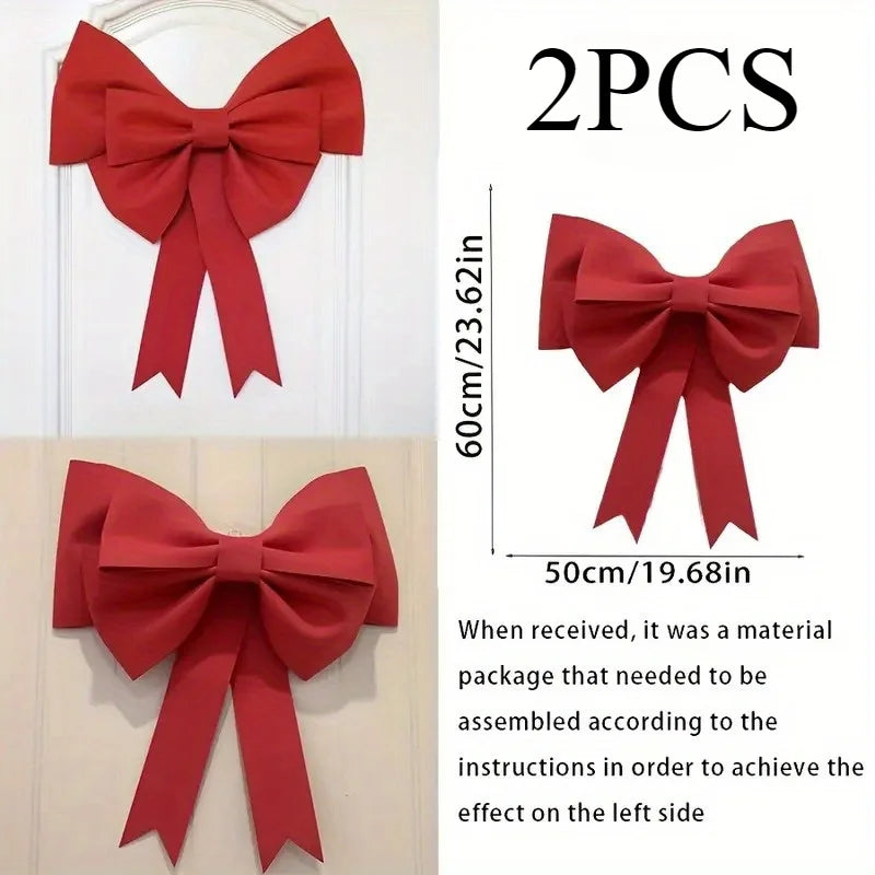 2Pcs Large Red Eva Bow Wall Decor - Versatile Hanging Decoration - No Power or Battery Needed, Featherless, for Wedding,