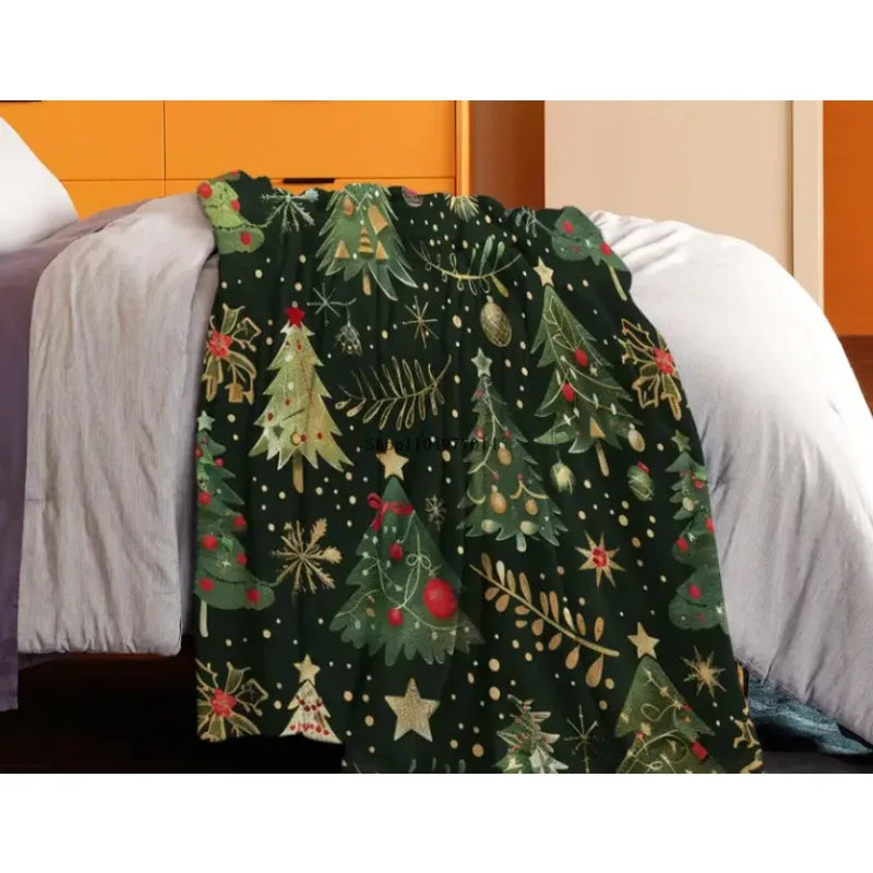 Christmas Blanket with Christmas Tree Star, Perfect for Bed, Sofa, Office, Travel and All Seasons, All Season Throw