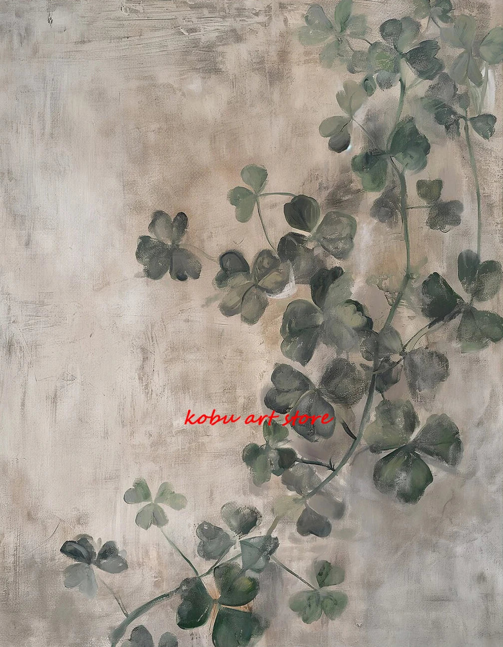 Four Leaf Clover Green Wildflower Field Shamrock Poster Print Canvas Painting St Patricks Day Wall Art Picture Home Room Decor