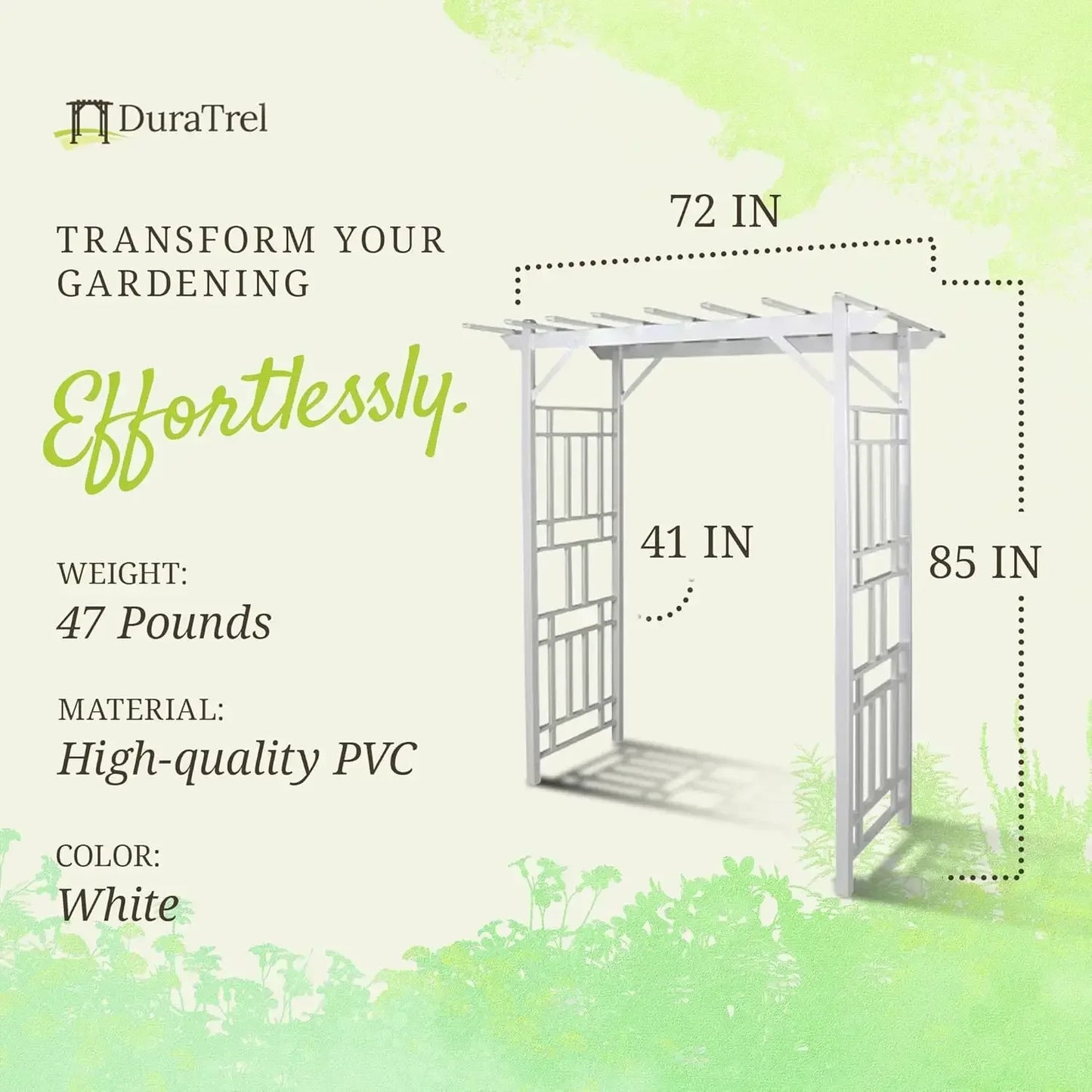 [Discounted Price!Free Shipping!]Vinyl Garden Archway, White, 72" x 85" - Backyard Decorative Arch for Pathways & Entrances w/ T