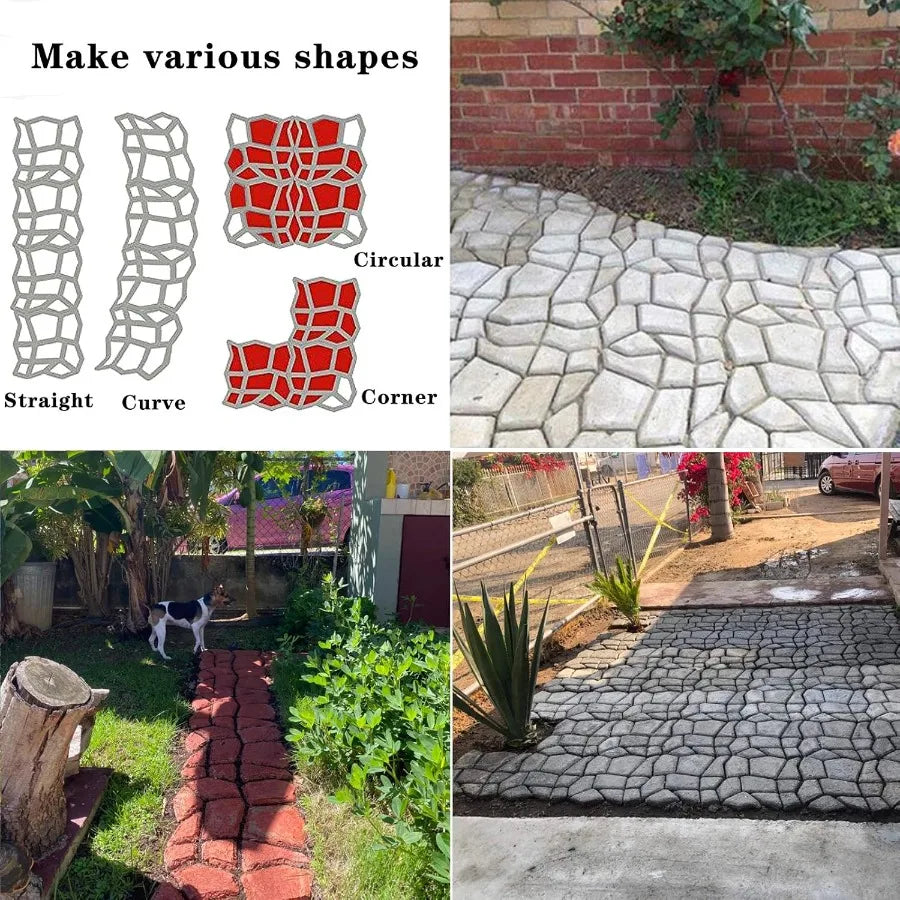 Walk Maker Pathmate Stone Moldings Paving Pavement Concrete Molds Stepping Stone Paver Walk Way Mold for Patio Lawn Garden Big