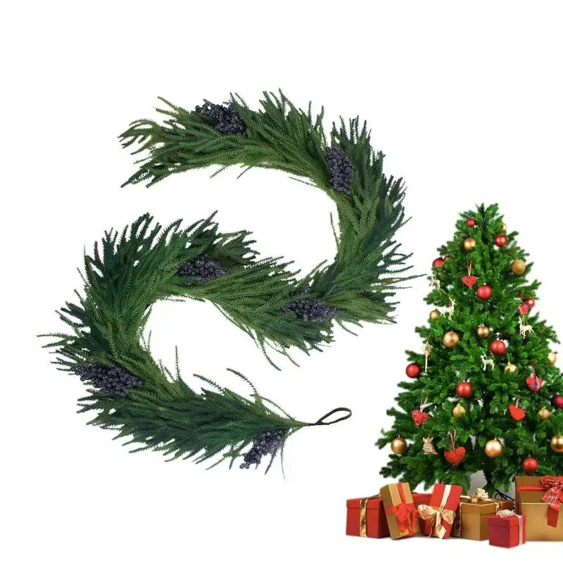 Christmas Cedar Garland 180cm Bendable Artificial Norfolk Pine Garland Wall Hanging Fake Plant Vines Artificial Christmas Wreath