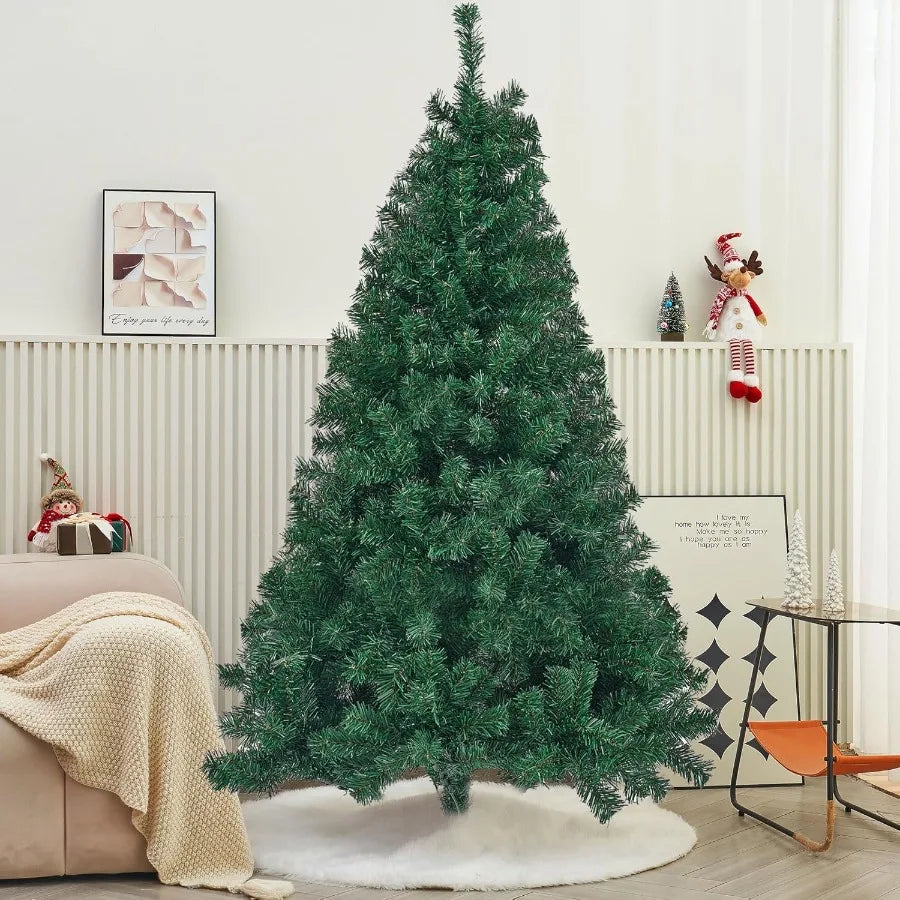 6FT Artificial Christmas Tree with Remote Control 300 LEDs Warm White and Multicolored String Lights for Indoor Outdoor Winter