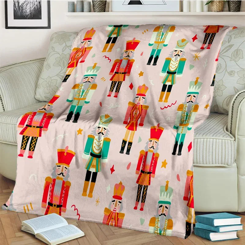 Nutcracker Christmas Tree Cartoon Blanket,Soft Throw Blanket for Home Bedroom Bed Sofa Picnic Travel Office Cover Blanket Kids