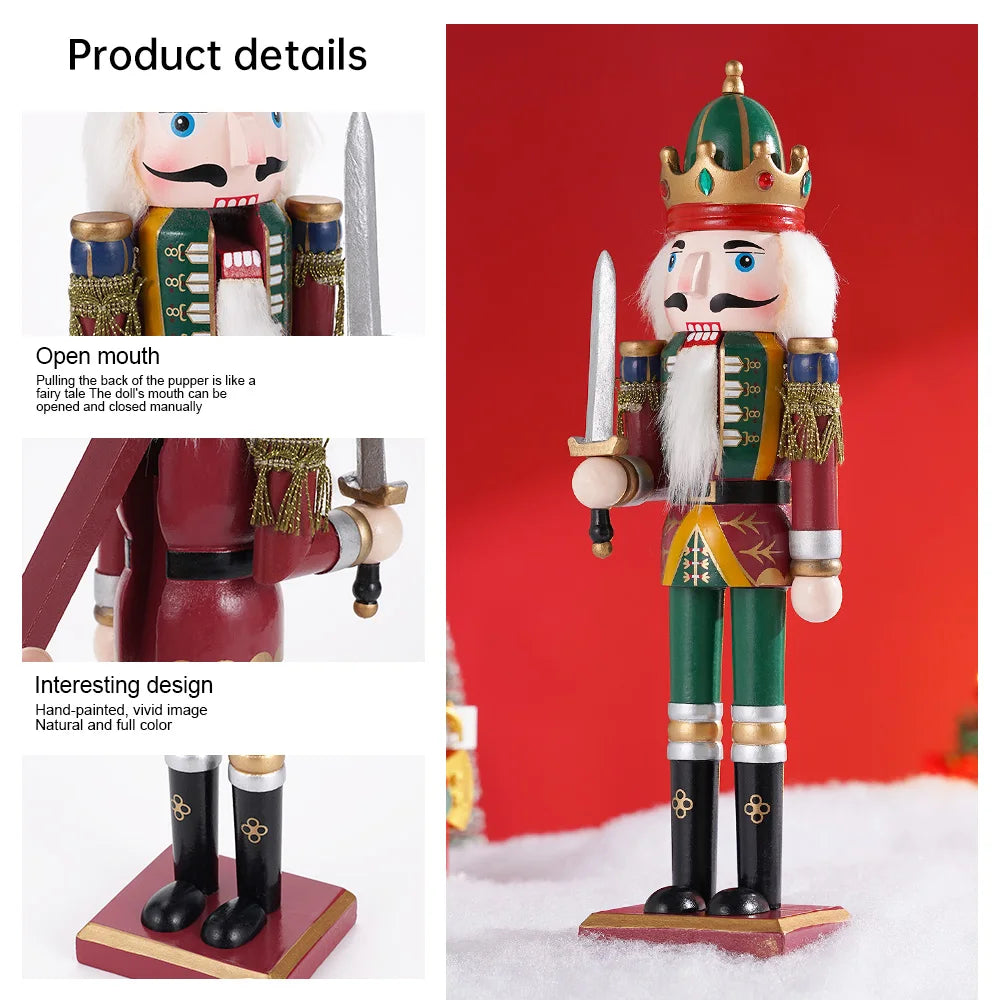Christmas Nutcracker Soldier Puppet 30cm Handmade Craft Doll Office Desktop Decoration Children's Gift