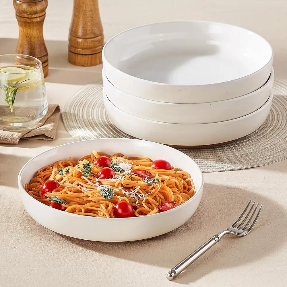 48 Oz Pasta Bowls Set Of 4, Large Salad Serving Bowls For Kitchen, Ceramic Soup Bowls Pasta Plates For Dinner, Microwave