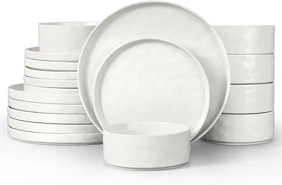 LIANYU Dinnerware Dinner Sets for 6, 18 Piece Ceramic Plates and Bowls Dish Set, Kitchen Speckled Dining Tableware Dishware, Mic