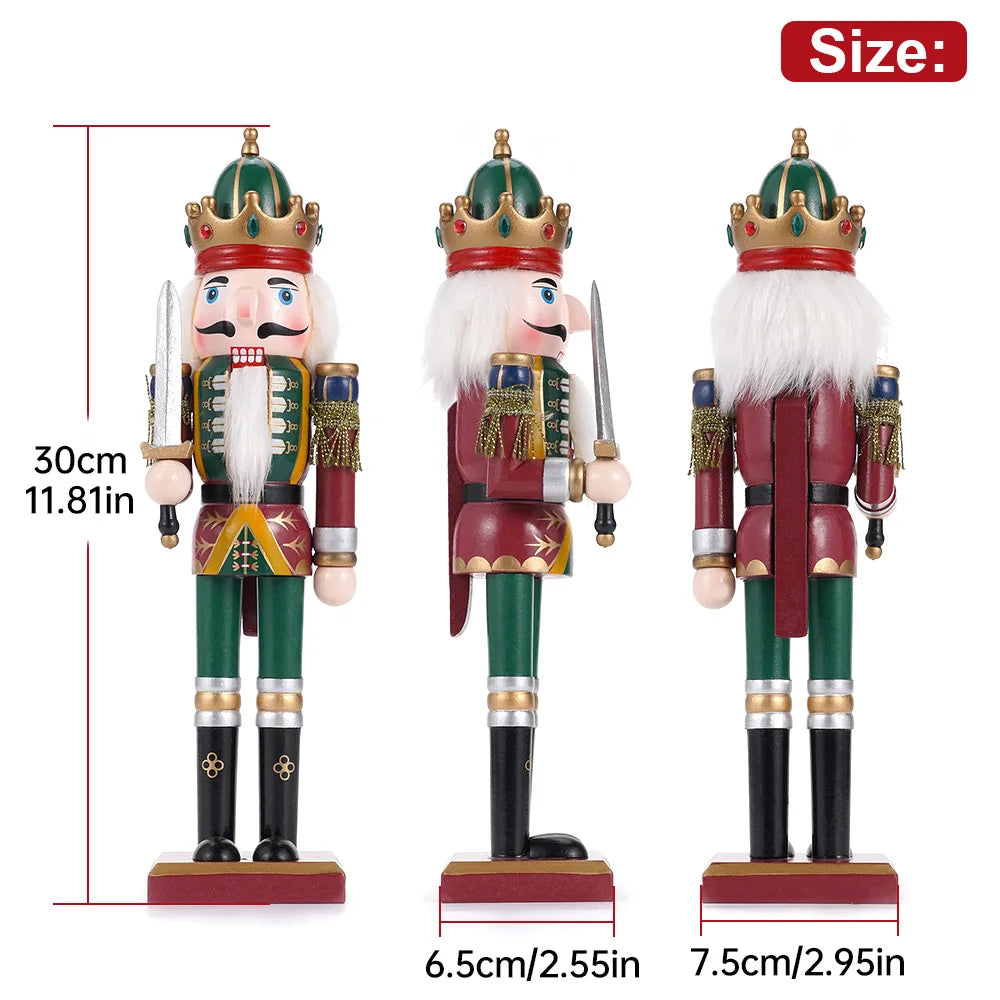 Christmas Nutcracker Soldier Puppet 30cm Handmade Craft Doll Office Desktop Decoration Children's Gift