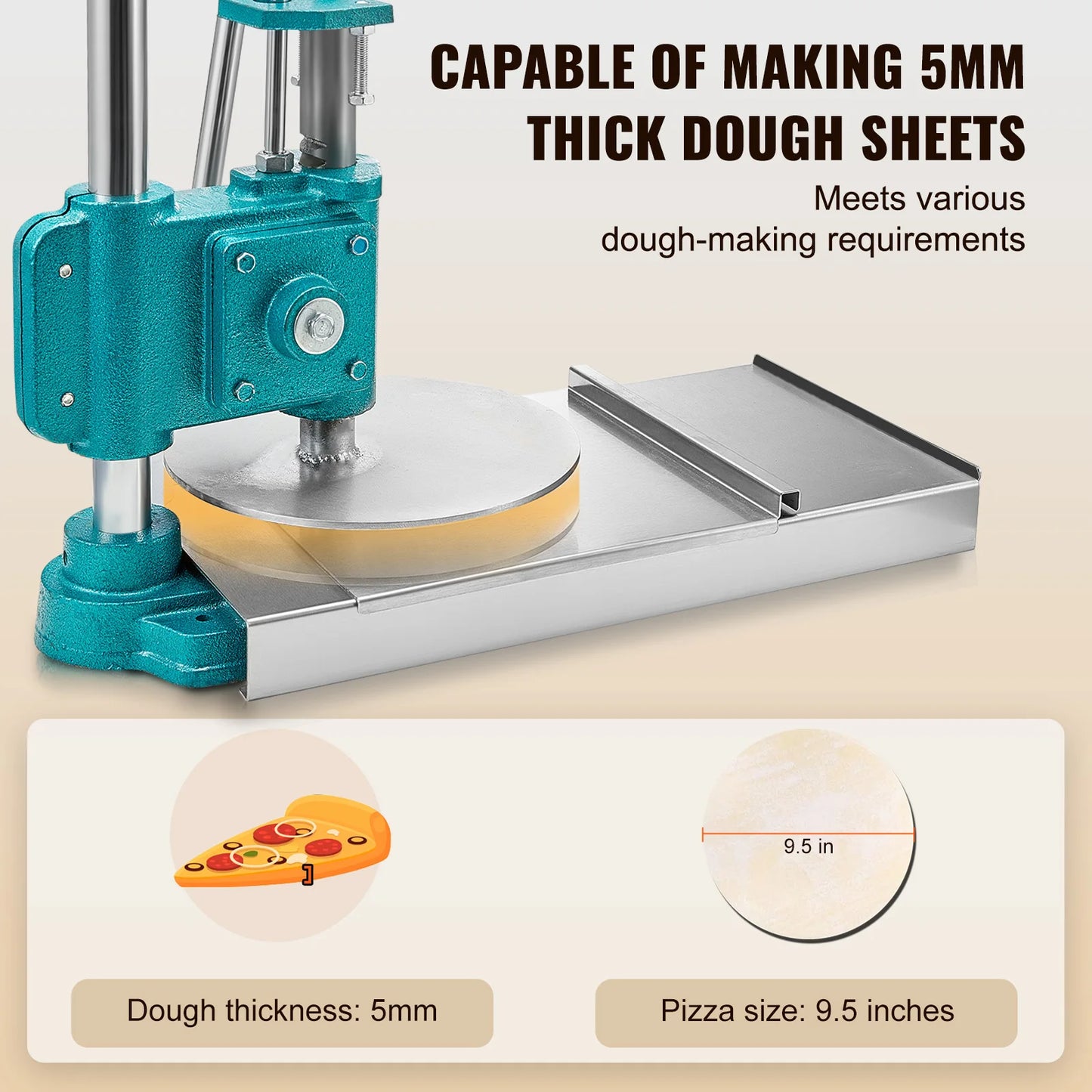 SucceBuy Manual Pizza Dough Press Machine 9.5inch/24cm Household Pizza Pastry Stainless Steel Pizza Presser Chapati Sheet Pizza