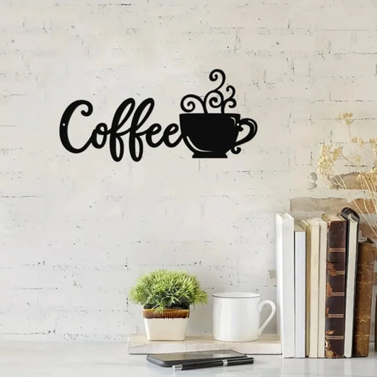 1pcs Coffee Cup style Metal Wall Art Coffee Wall Sculpture Sign Wall Decor for Kitchen Restaurant Shop Decors Accessories
