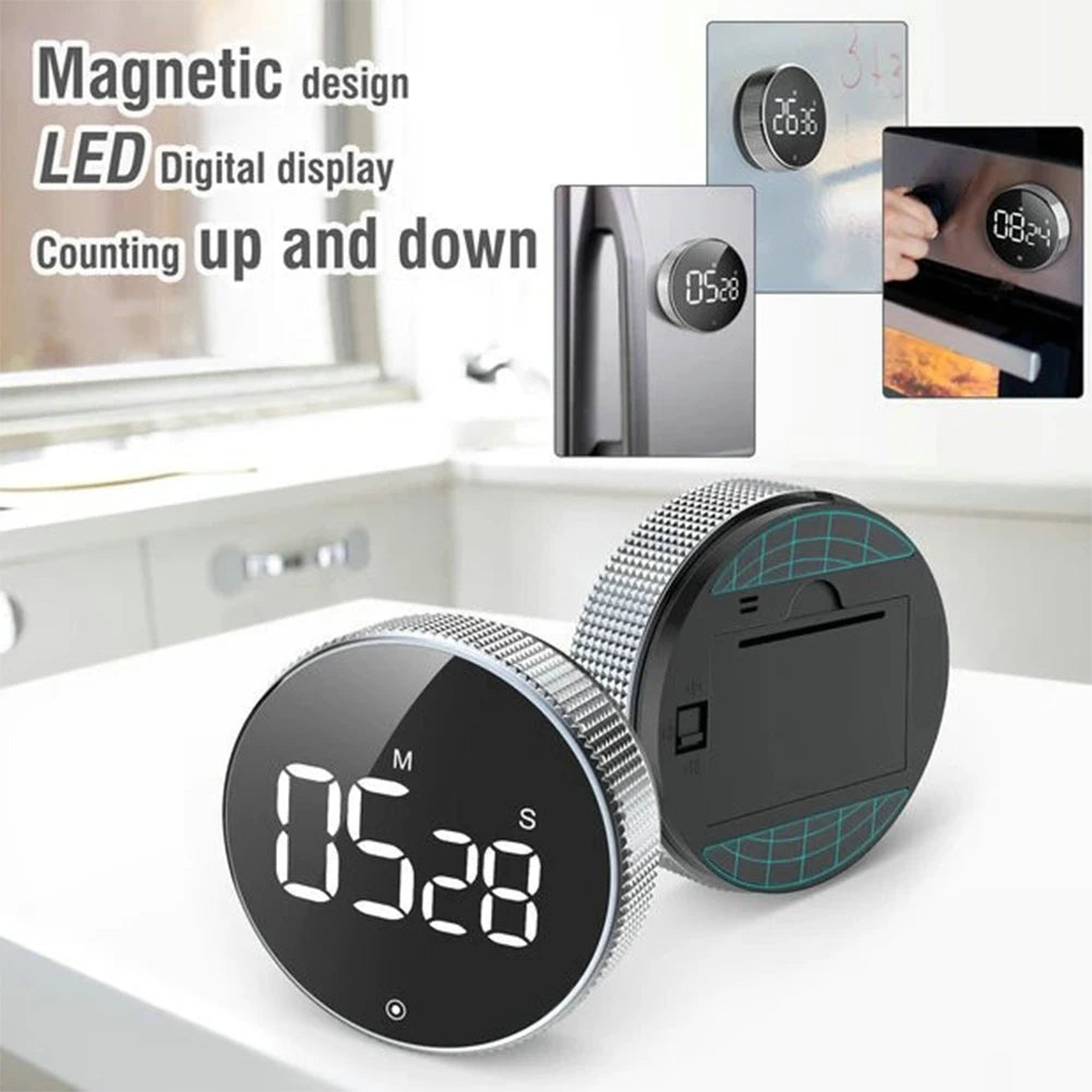 Magnetic LED Digital Electronic Kitchen Timer 3-level Volume Adjustment Cooking Remind Alarm Clock for Home Classroom Gym Office