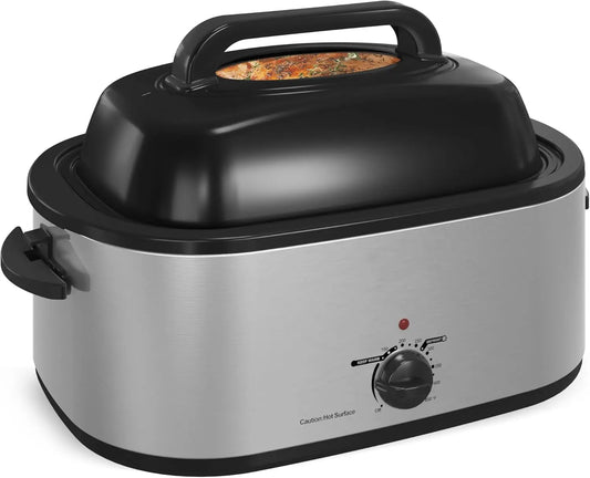 Roaster Oven, 26Qt Turkey Roaster Oven Buffet with Self-Basting Lid, 1450W Electric Roaster Oven with Cool-Touch Handles, Stainl