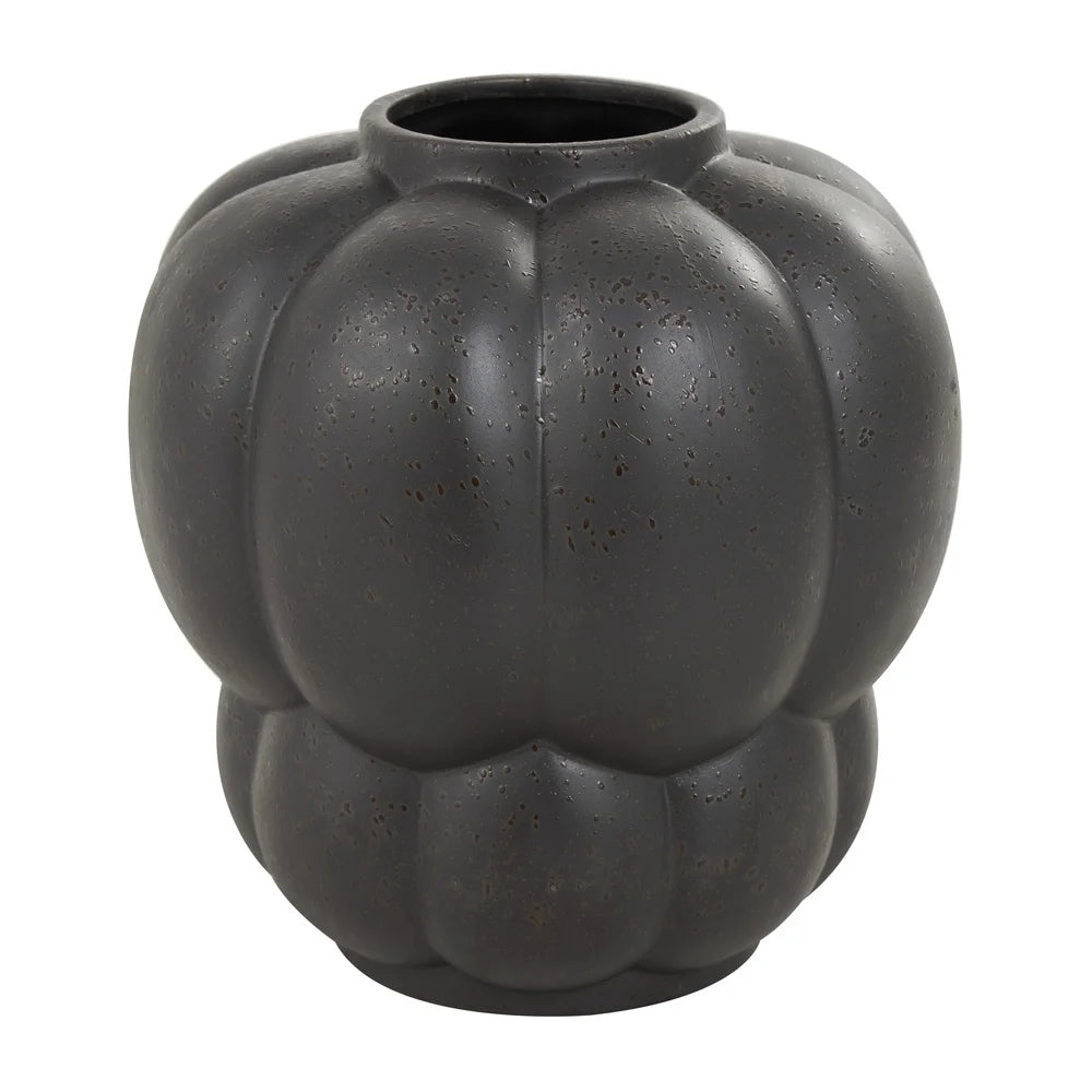 Contemporary Black Ceramic Bubble Vase Distressed Textured Surface Unique Home Accent Modern Centerpiece Gift Decor