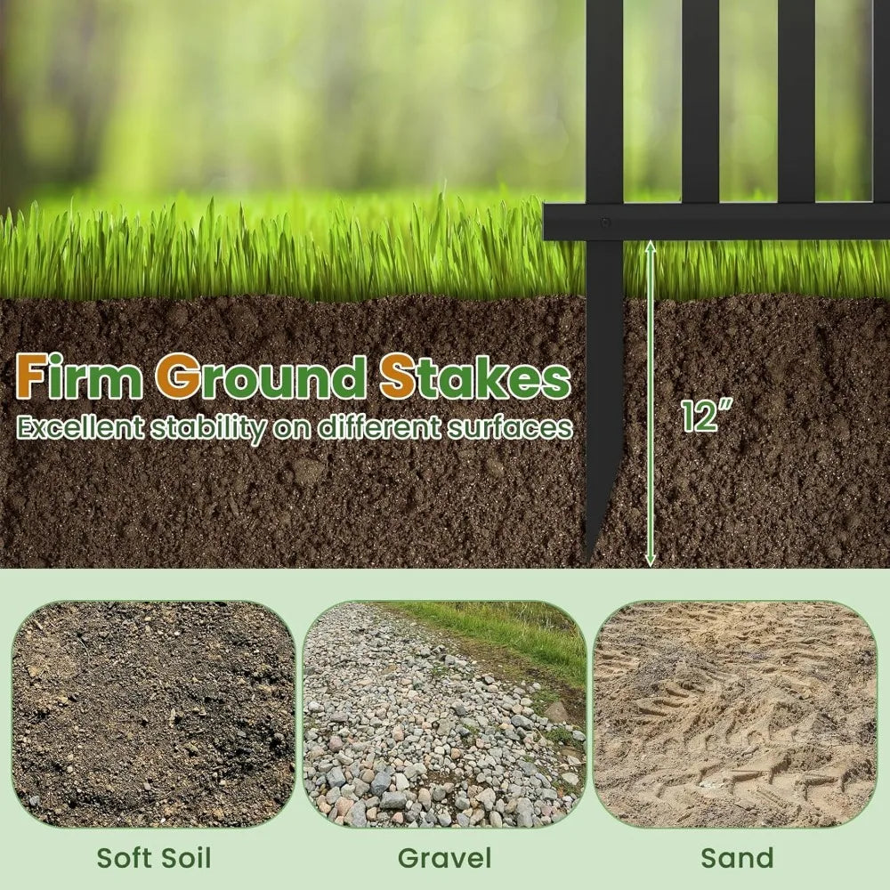 Picket Fence 4 Panels, 80''W x 37.5''H Decorative Outdoor Garden Fence, 320'' Total Length, Freestanding PVC Vinyl Fence for Ya
