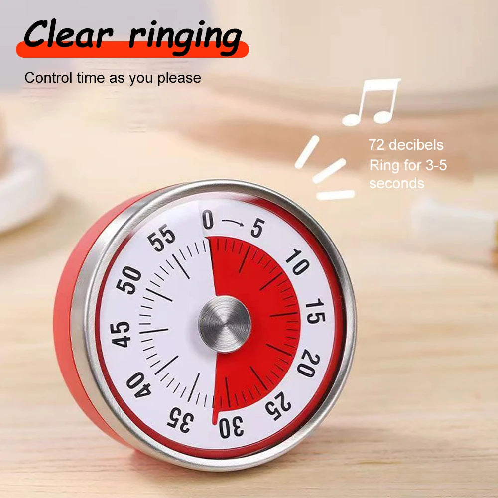 60-minute Kitchen Time Manager Mechanical Visual Countdown Timer Mini Magnetic Timing Machine for Cooking