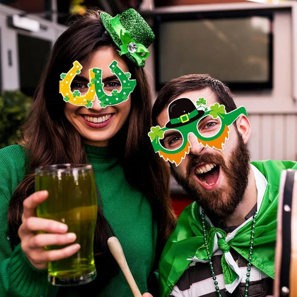 St-Saint Patricks-Day Decorations Photo-Booth Props - 16pcs Funny Glasses St. Patrick's Irish Photography Props,Spring Shamrock