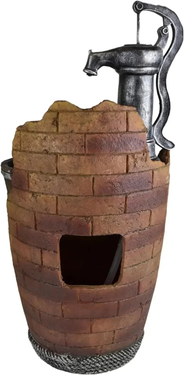 XMSJ-Glenville Water Pump Cascading Water Fountain, Brown/Black