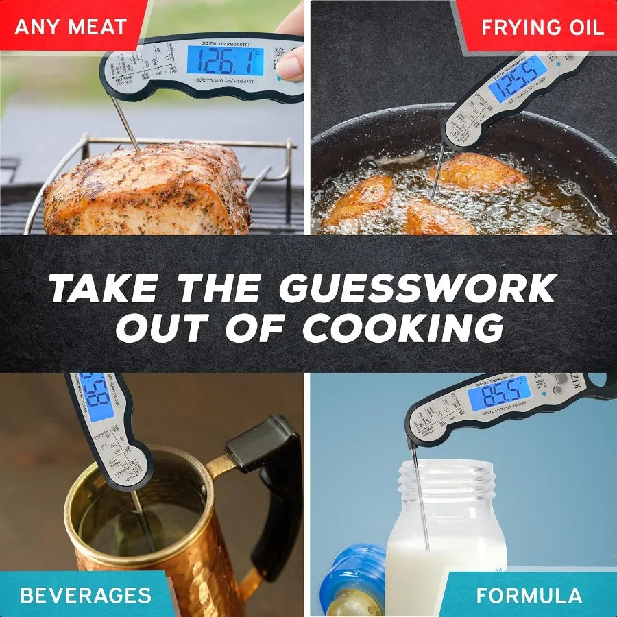Instant Read Meat Thermometer Digital Food Thermometer for Cooking Grill Oven BBQ Waterproof and Backlit Display Kitchen Gadget