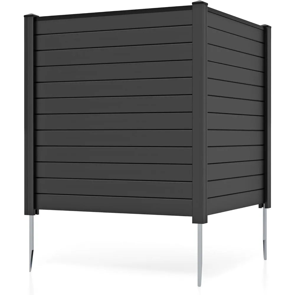 air conditioner fence 2 panels - 48''w x 48''h outdoor privacy screen with upgraded metal stakes, pvc trash can enclosure, deco