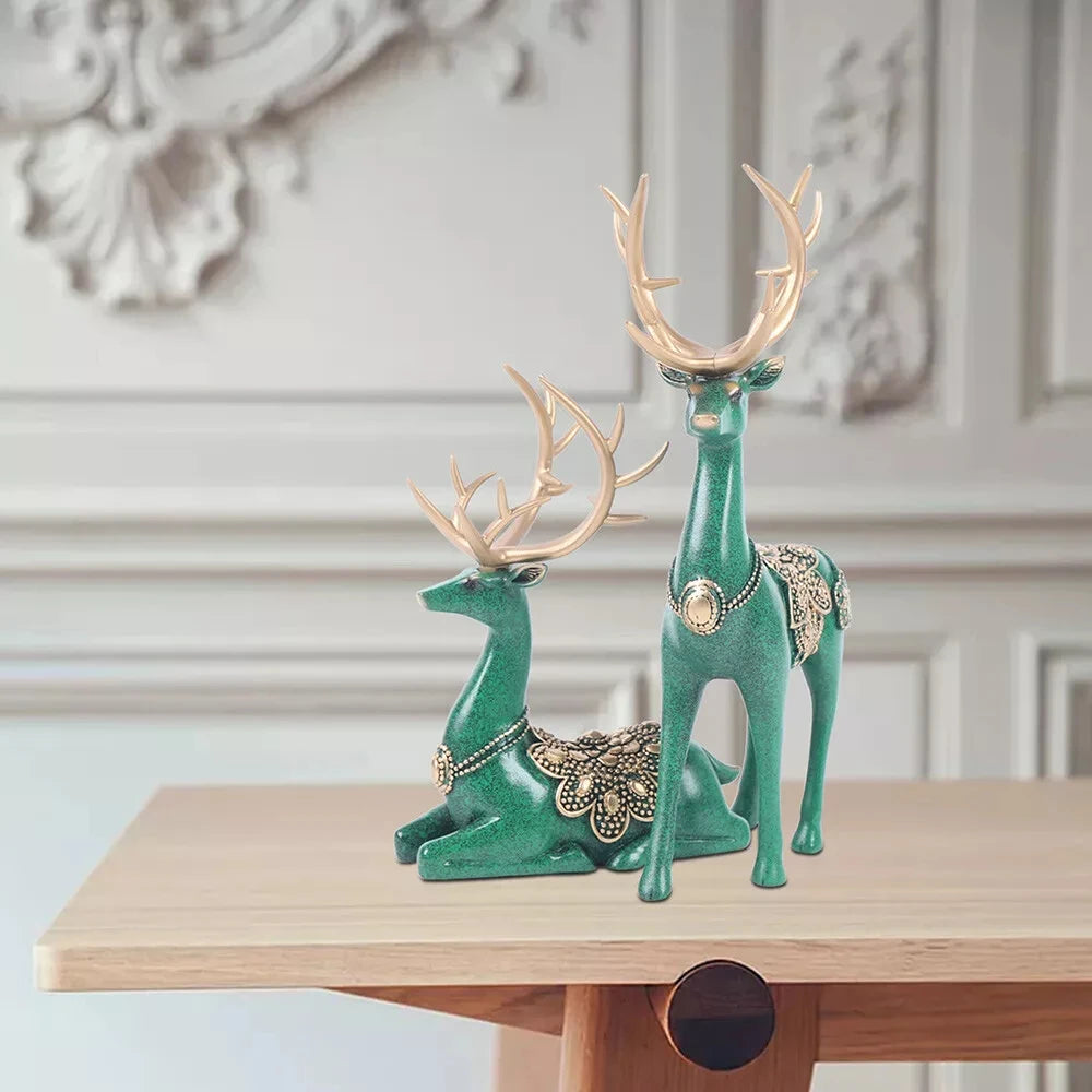 Green Deer Antler Set: Reindeer-Inspired Decor for Festive Home Decor