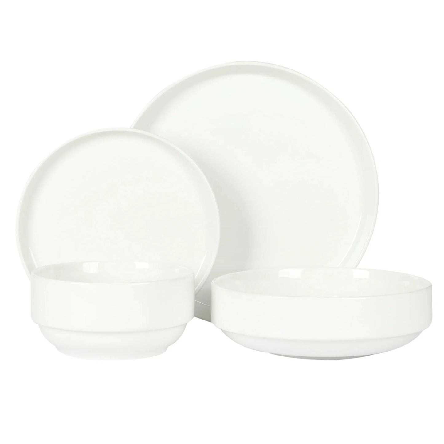 16-Piece White Fine Ceramic Dinnerware Set