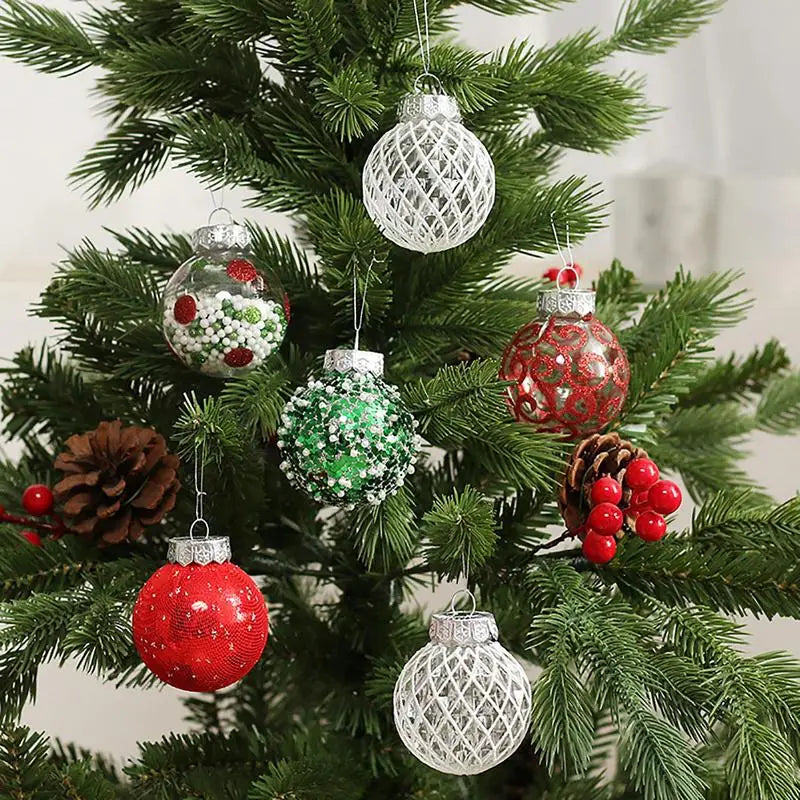 Christmas Tree Balls Hanging 25pcs Christmas Ball Ornaments Glittering Christmas Baubles PVC White Gold Ball Decorations Set