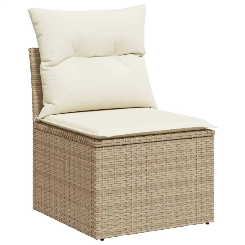 Beige PE Rattan Modular Garden Sofa Set Outdoor Furniture for Patio and Balcony