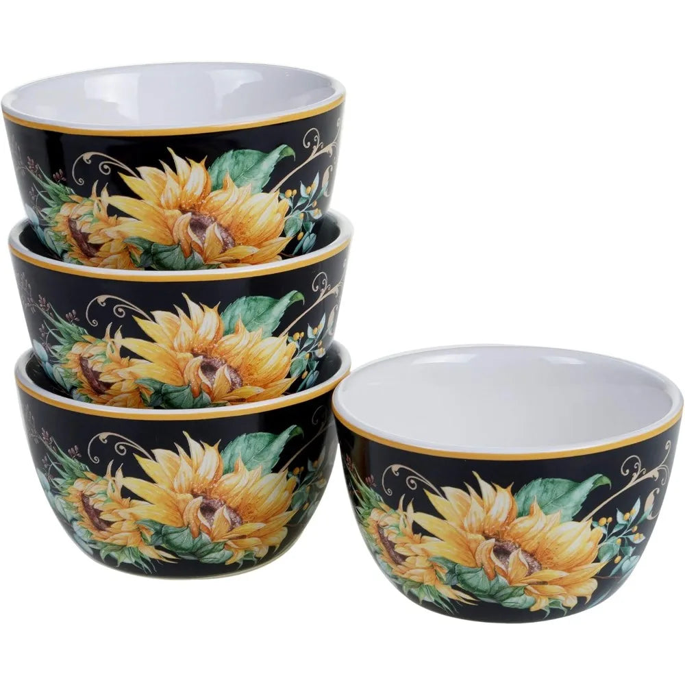 Sunflower-Themed 16-Piece Ceramic Dinnerware Set: Perfect for Autumn Gatherings, Everyday Dining, Brunches, and Hosting Parties