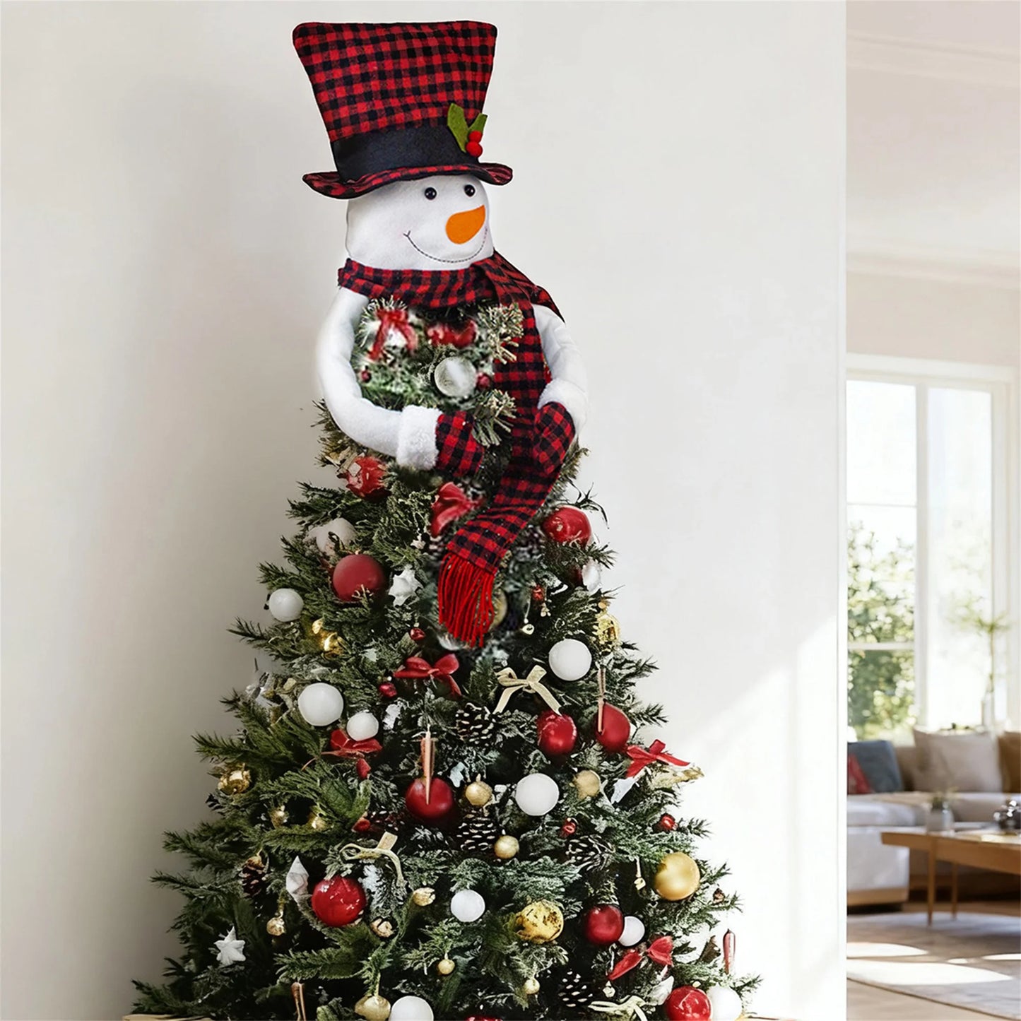 Festive Santa Claus Christmas Tree Topper Traditional Santa Tree Topper Holiday Decoration for Festive Home Display