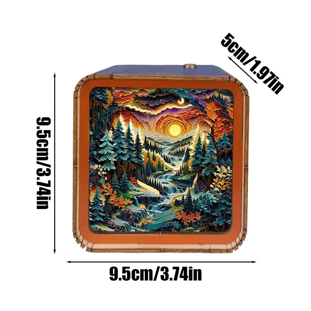 LED Light Wooden Puzzle Wireless Wooden Puzzles 3D LED Night Light 3D Nightlight Wooden Puzzle Toy Home Desk Decor for Kids