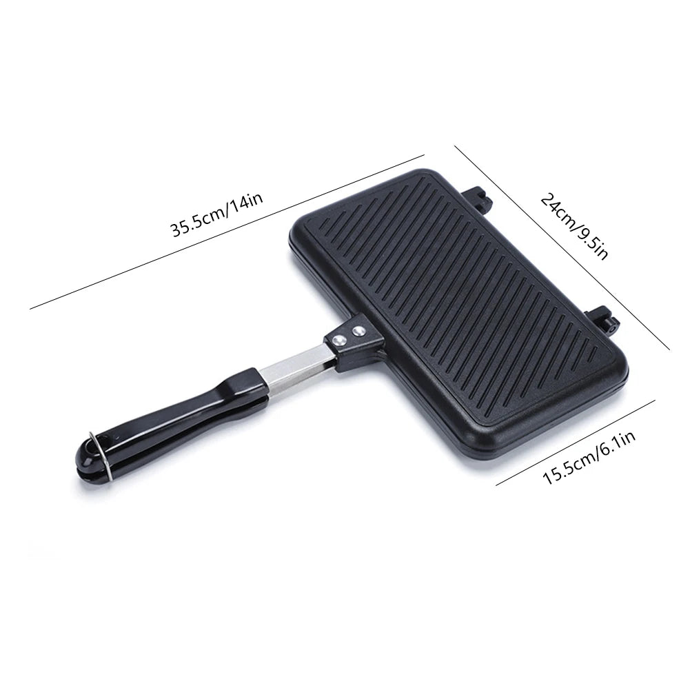 Breakfast Waffle Baking Pan Nonstick Easy Clean Frying Pan Multi-function Aluminium Alloy Double Side Portable  Bakeware