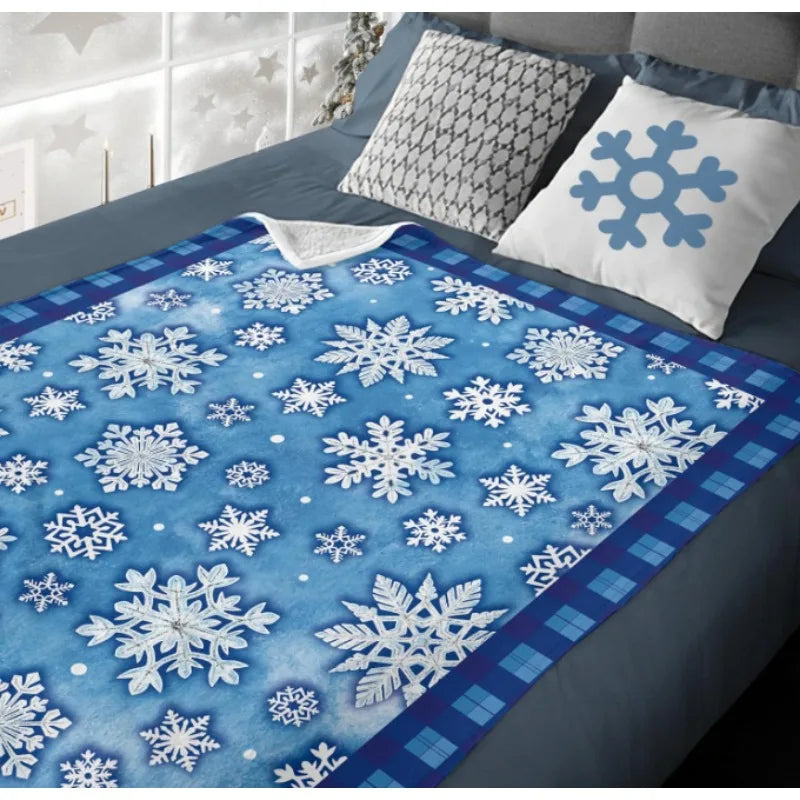 Snow plaid throw blanket, perfect gift for kids boys and girls, soft blanket for Christmas season, perfect for bedding sofa